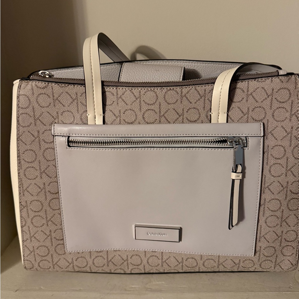 Calvin Klein Hadley Beige and Cream Shoulder Bag